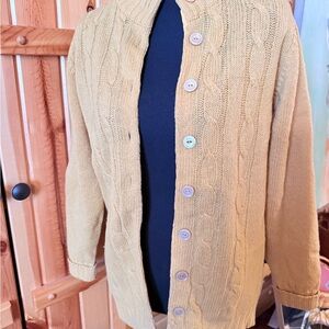 Pendleton Men's Cable Knit Cardigan - gold/ mustard